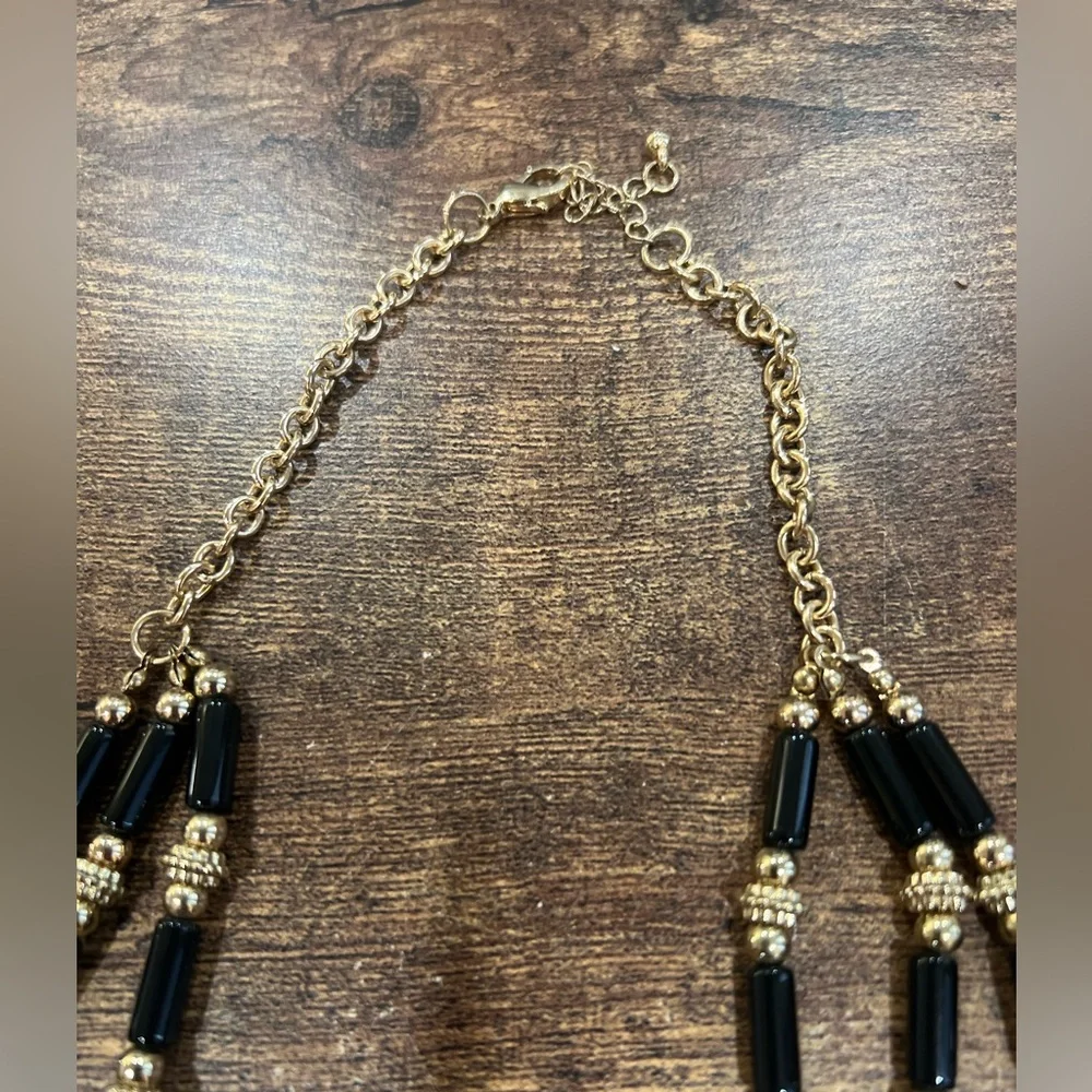 Elegant Gold and Black Beaded Necklace